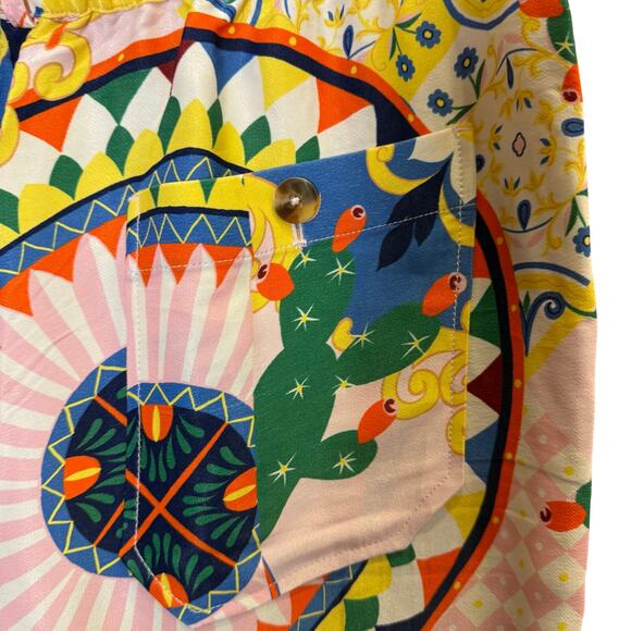 NWT Maeve Anthropologie Straight Leg Pink/Rose
 Abstract Print Pants sz M - Picture 3 of 14